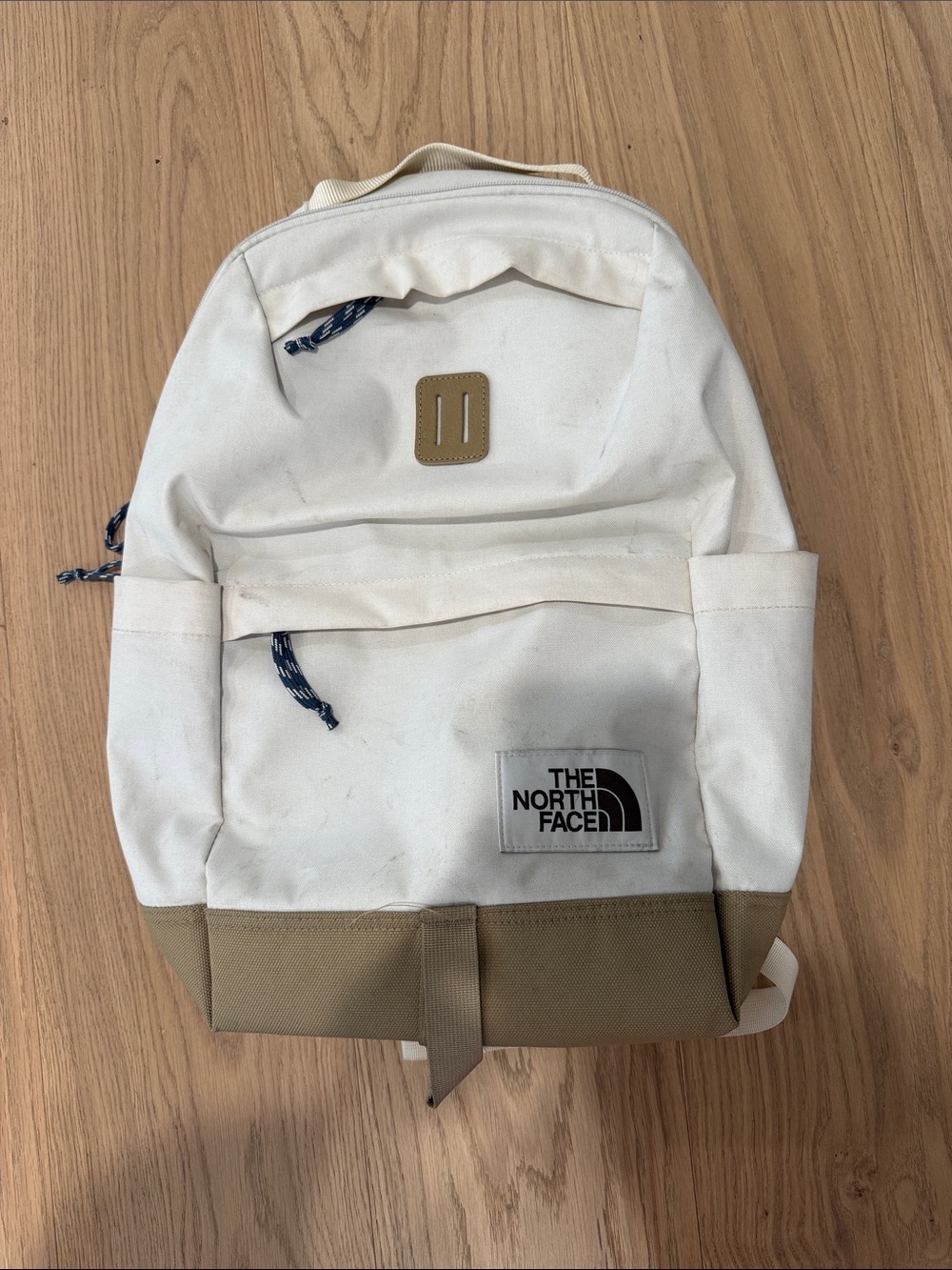 The North Face Unisex White and Tan Canvas Backpack